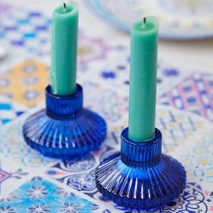Small Cobalt Blue Geometric Candle Holder