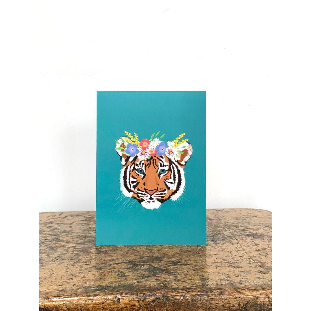 Flower Crown Tiger Card