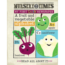 Load image into Gallery viewer, Nursery Times Crinkly Newspaper - Fruit And Veg Alphabet