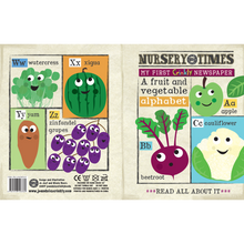 Load image into Gallery viewer, Nursery Times Crinkly Newspaper - Fruit And Veg Alphabet
