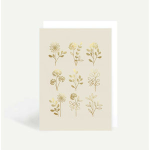 Illustrated Gold Metallic Floral Card
