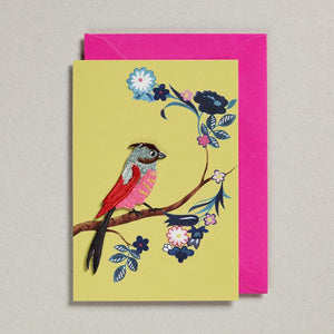 Iron On Red And Blue Bird Card