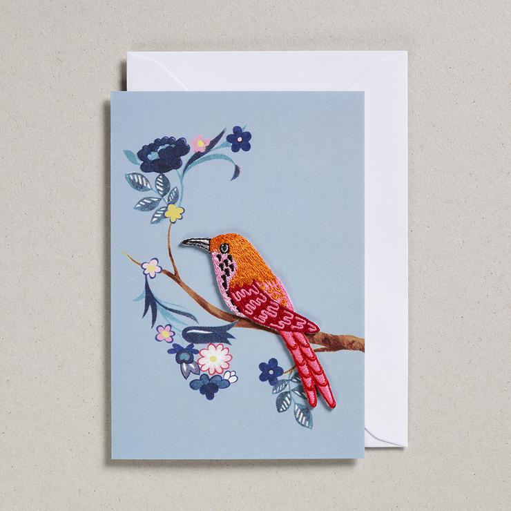 Iron On Orange And Pink Bird Card