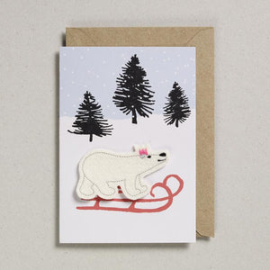 Iron On Polar Bear On Sledge Card