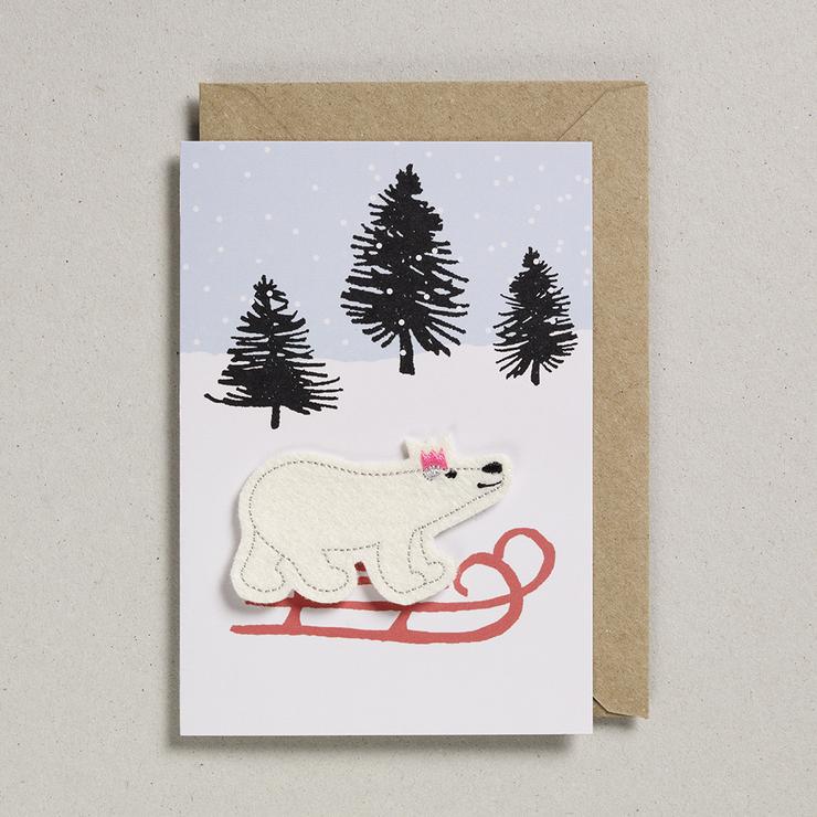 Iron On Polar Bear On Sledge Card