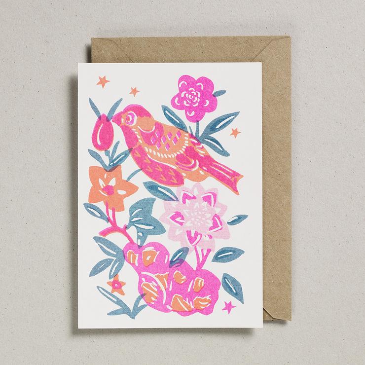 Fluorescent Pink Bird Card