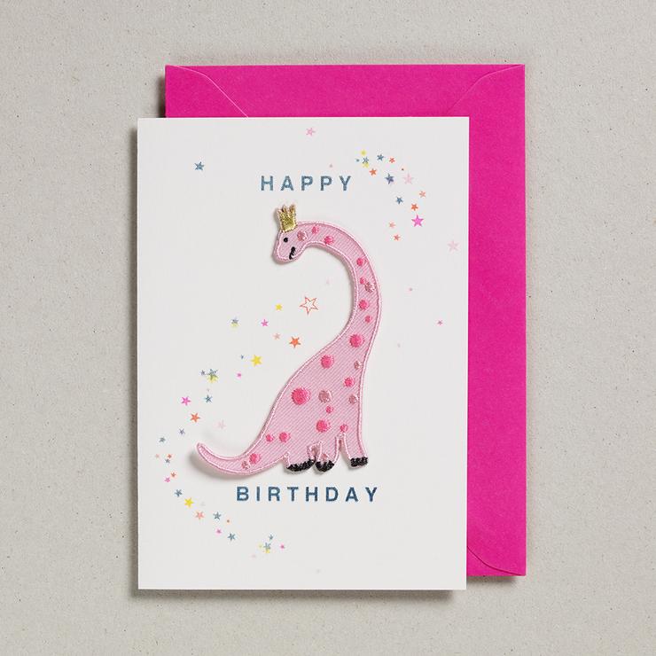 Iron On Pink Dinosaur Card