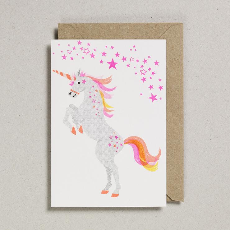 Fluorescent Pink Unicorn Card