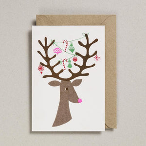 Fluorescent Reindeer Head Card