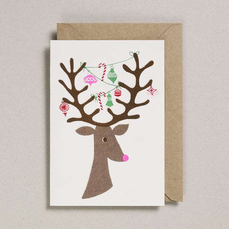Fluorescent Reindeer Head Card