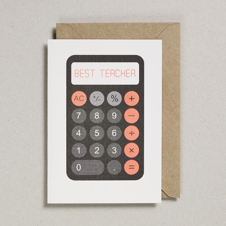Fluorescent Best Teacher Calculator Card