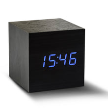 Load image into Gallery viewer, Black Wood Effect Cube Click Clock