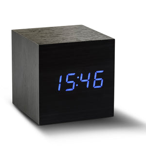 Black Wood Effect Cube Click Clock