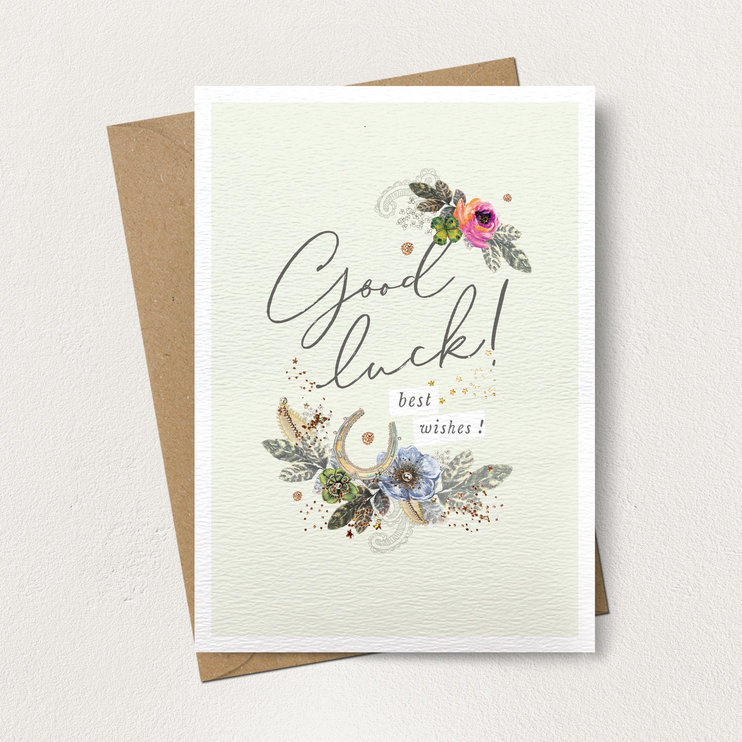 Good Luck Floral Leaves Card