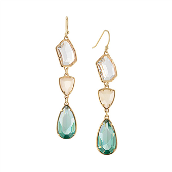 Green Gem Trio Drop Earrings