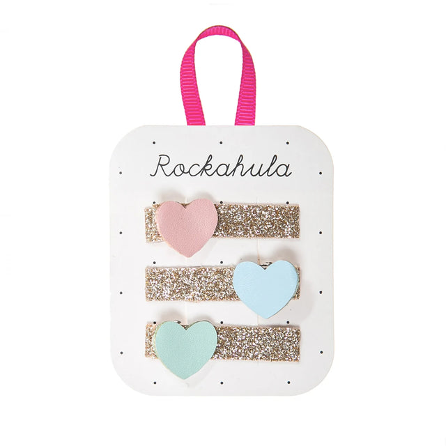 Glittery Heart Bar Hair Clips