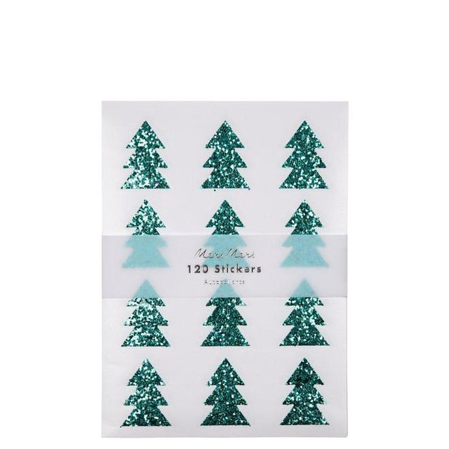 Green Glitter Tree Stickers