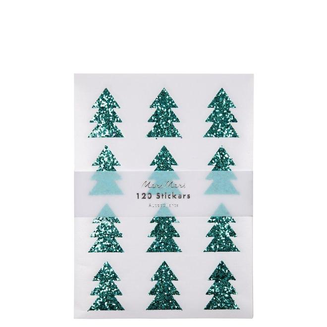 Green Glitter Tree Stickers