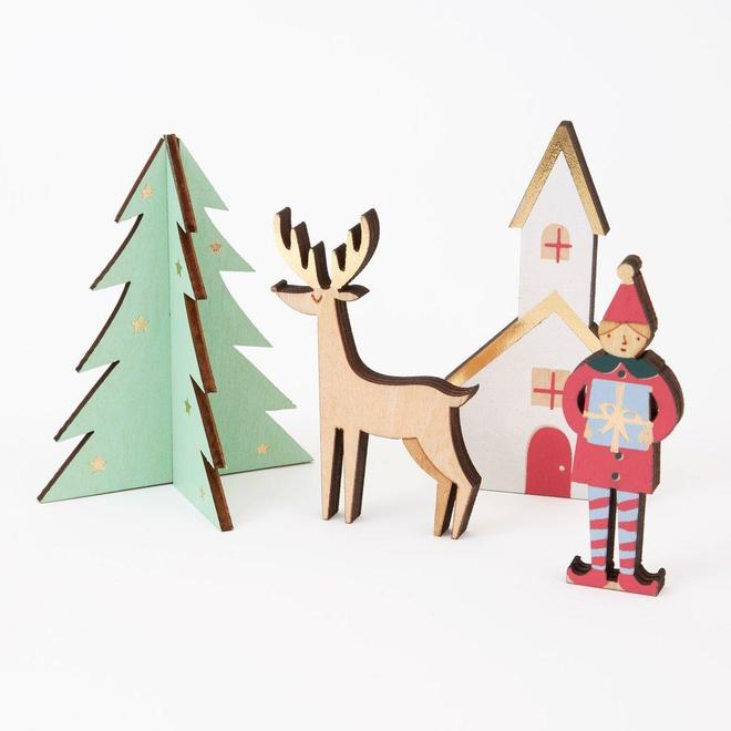 Festive Village Wooden Advent Calendar Suitcase