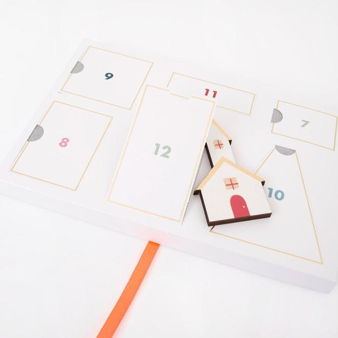 Festive Village Wooden Advent Calendar Suitcase