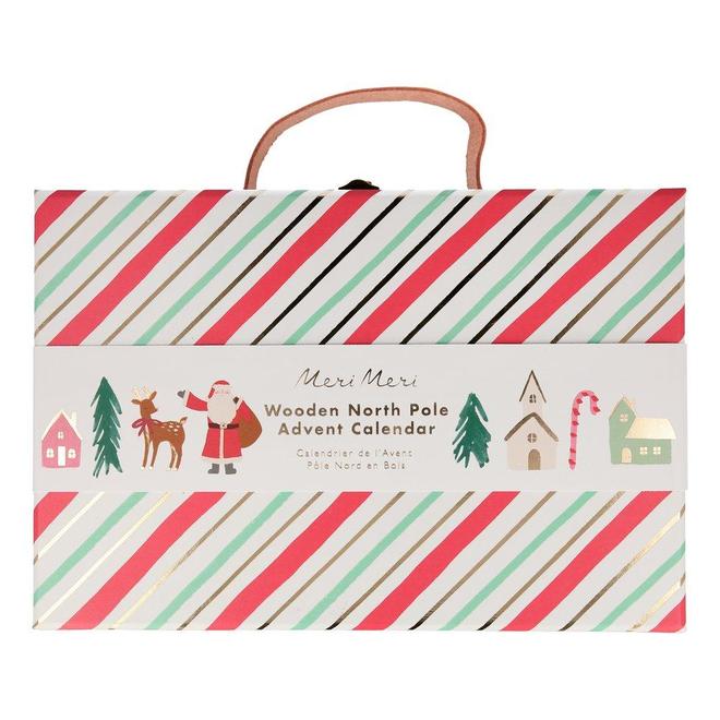 Festive Village Wooden Advent Calendar Suitcase