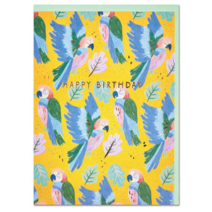 Happy Birthday Colourful Parrot Card