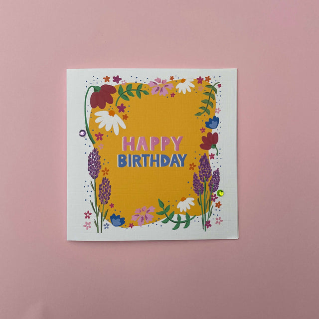 Yellow Floral Birthday Card