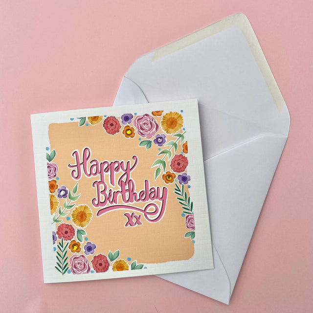 Happy Birthday Flowers Card