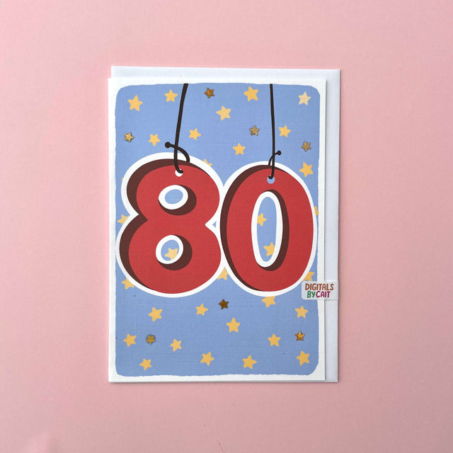 Age 80 Star Embellished Card