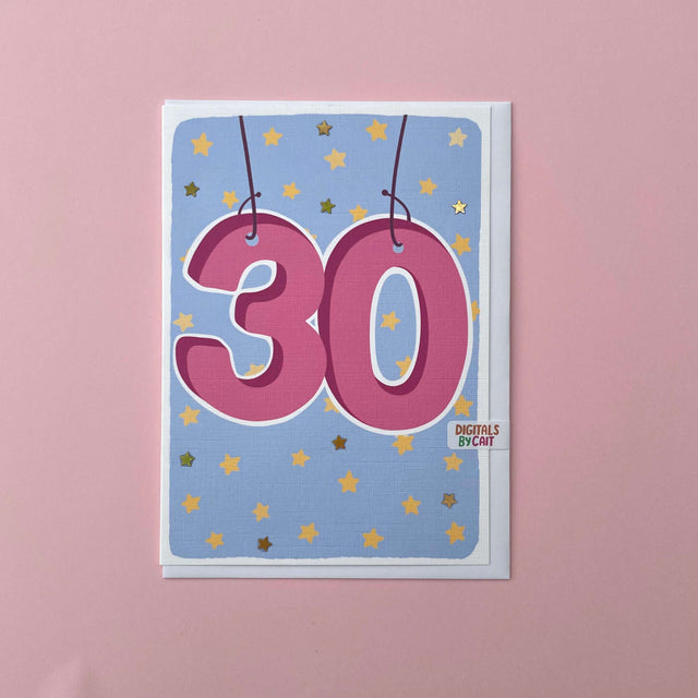 Age 30 Star Embellished Card