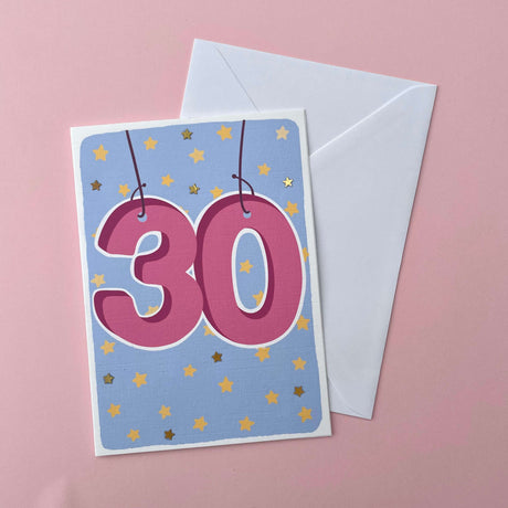 Age 30 Star Embellished Card