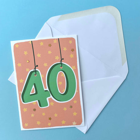 Age 40 Star Embellished Card