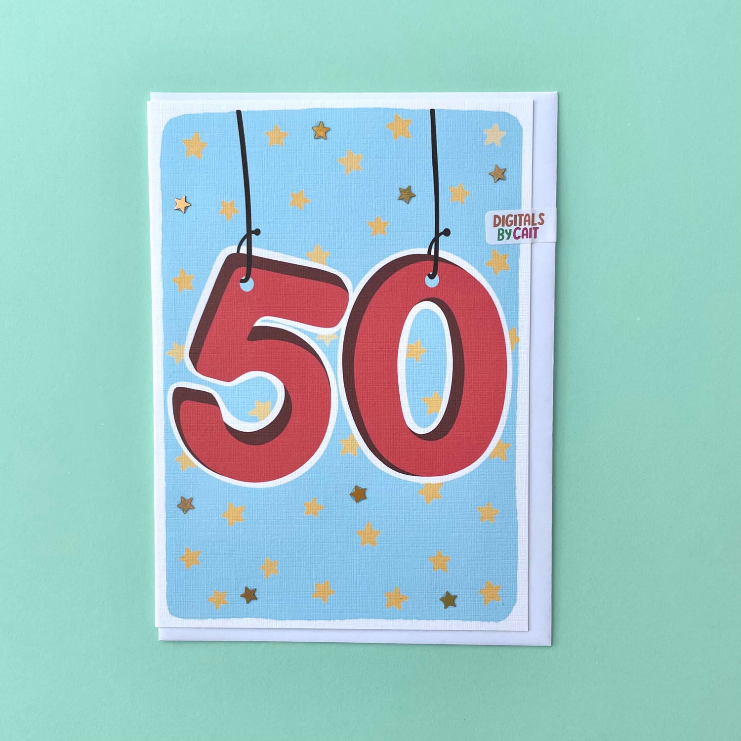 Age 50 Star Embellished Card