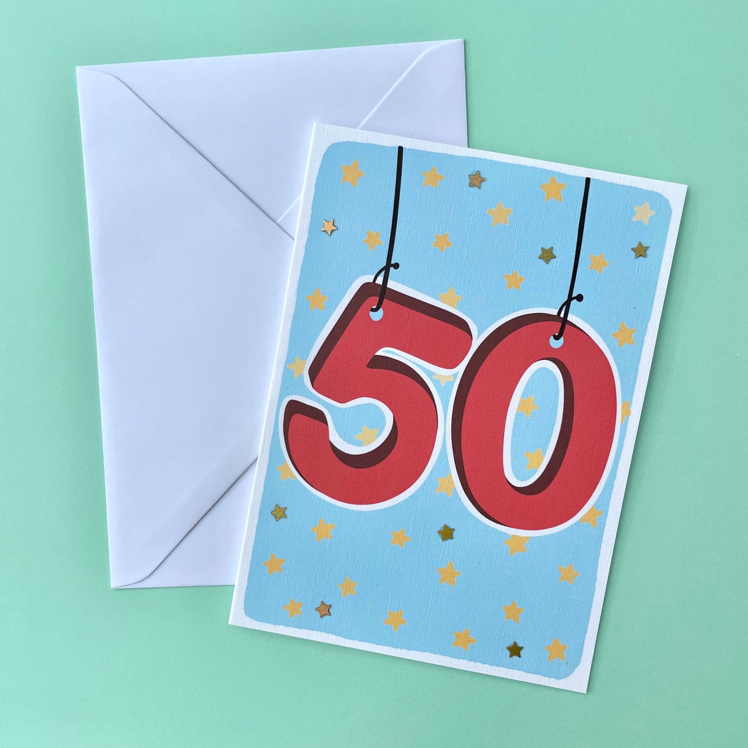 Age 50 Star Embellished Card