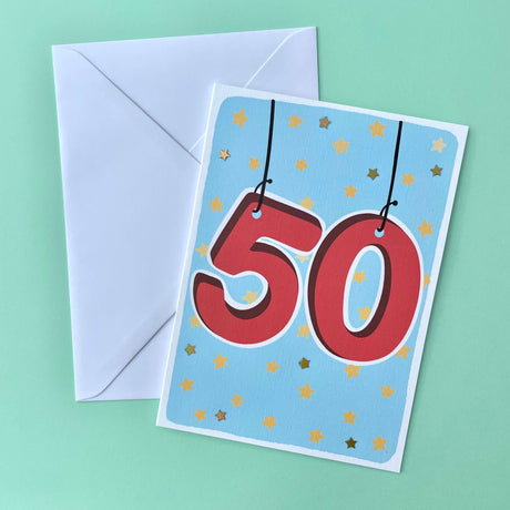 Age 50 Star Embellished Card