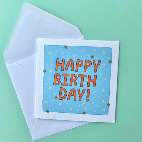 Starry blue Birthday card