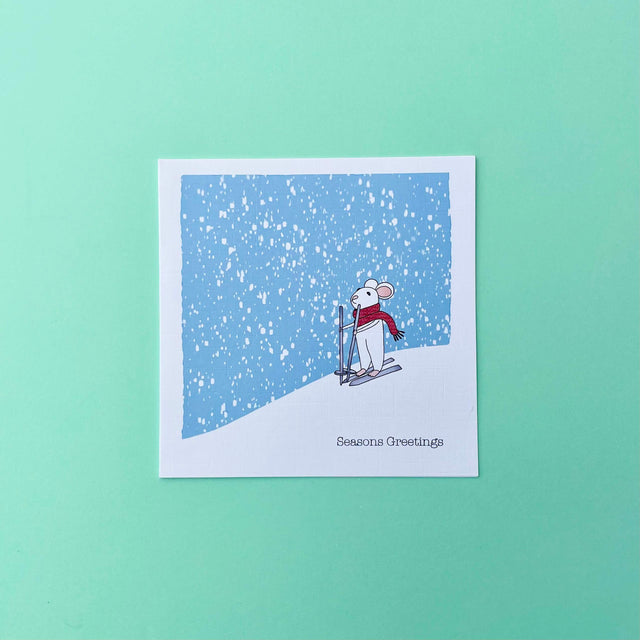 Skiing Mouse Christmas Card