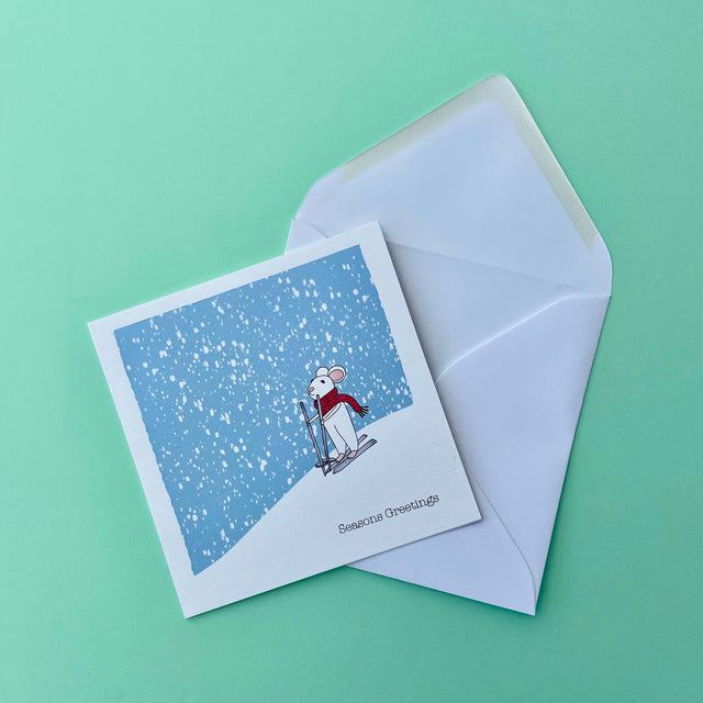 Skiing Mouse Christmas Card