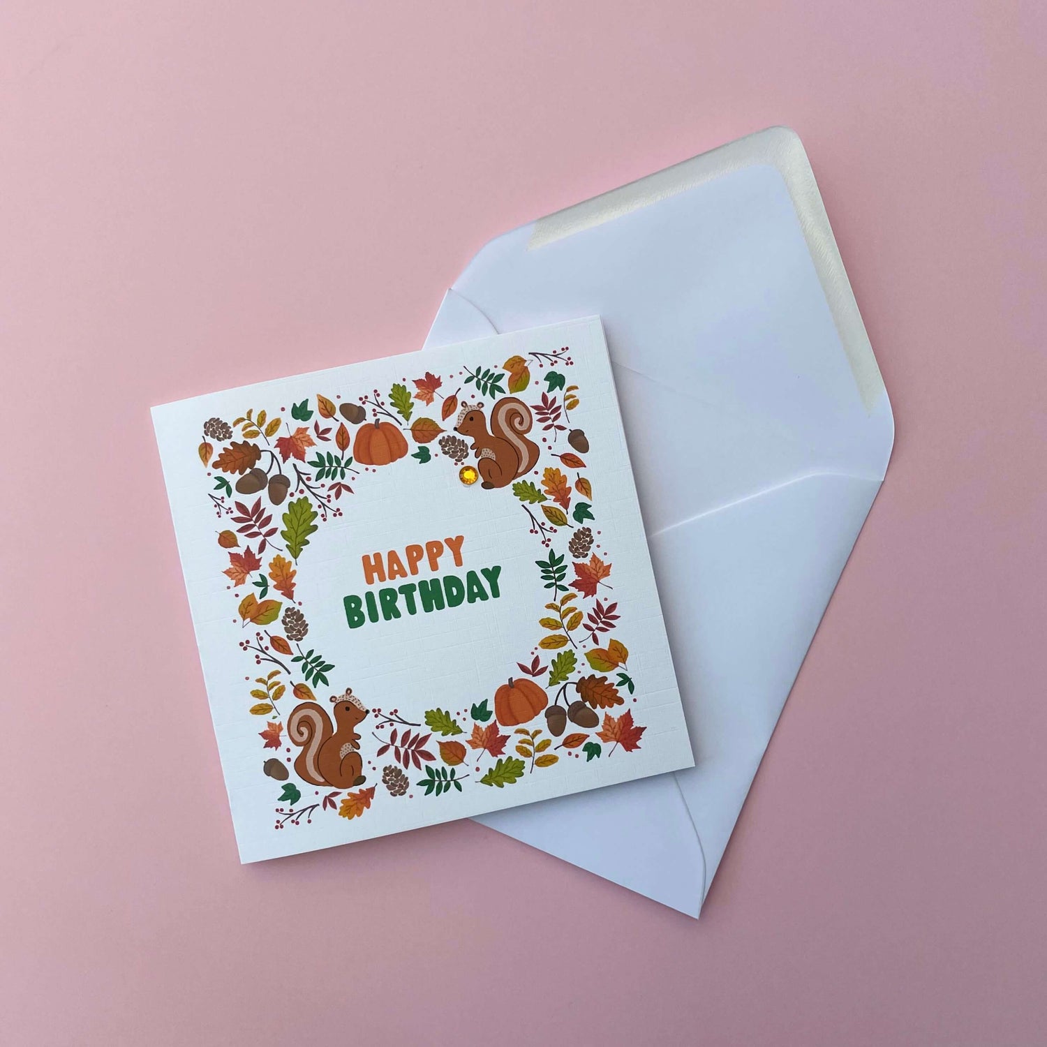 Squirrel Autumn Birthday Card