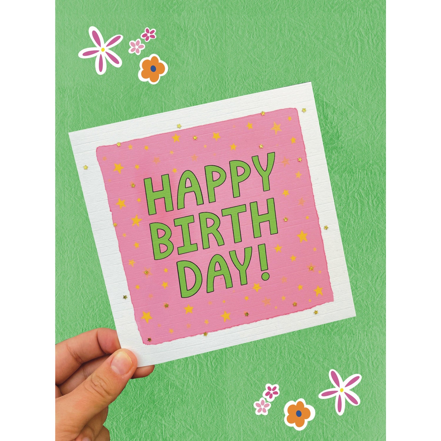 Starry Pink Birthday Card