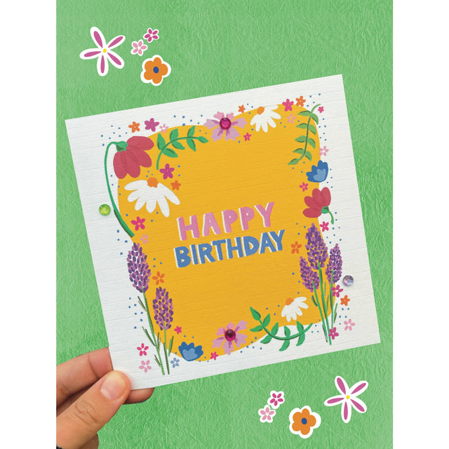 Yellow Floral Birthday Card