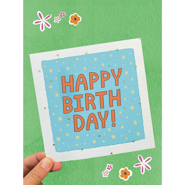 Starry blue Birthday card