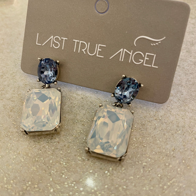 Ice White Gem Post Drop Earring