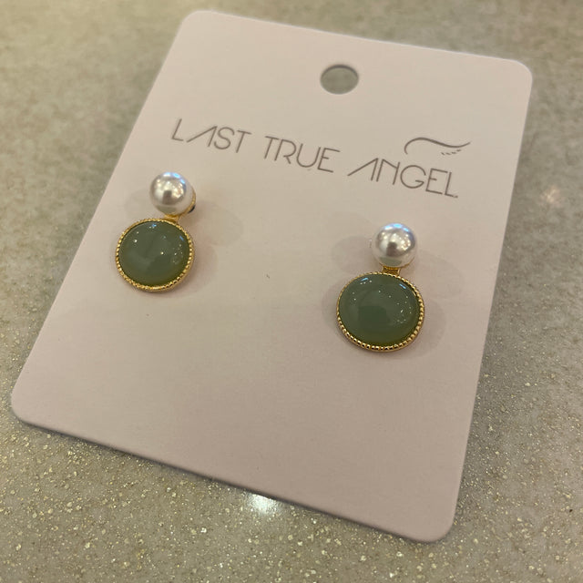 Mint & Gold Pearl Resin Drop Earrings