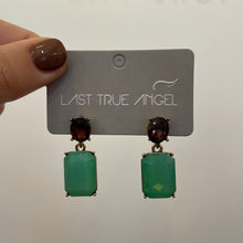 Load image into Gallery viewer, Mint &amp; Burgundy Gem Post Drop Earring