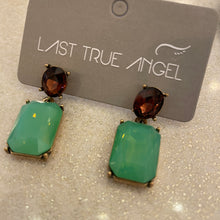Load image into Gallery viewer, Mint &amp; Burgundy Gem Post Drop Earring