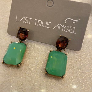 Mint & Burgundy Gem Post Drop Earring