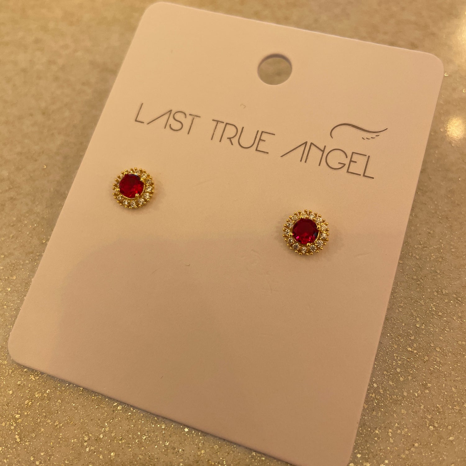 Ruby Red Crystal Stud Earrings