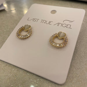 Circle Heart Gold Earrings
