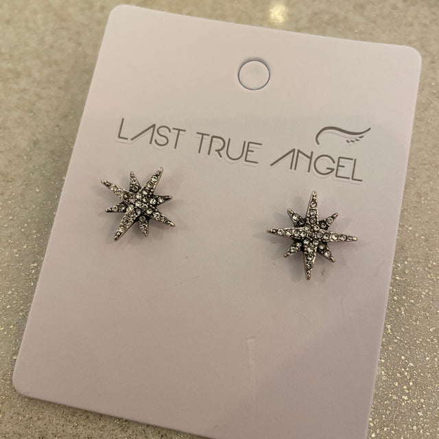 Silver Crystal Star Earrings
